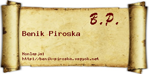 Benik Piroska névjegykártya